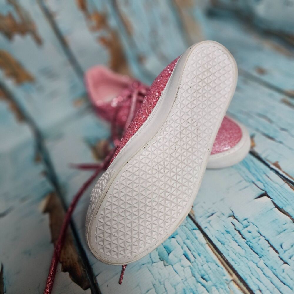 Women’s Pink Glitter Sneakers Size 12/13 Sparkle Lace Up Shoes Worn Once - Picture 3 of 6